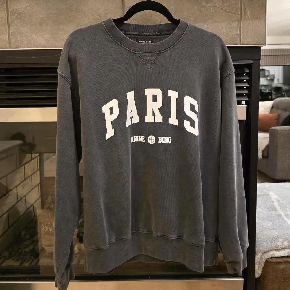 Anine Bing Paris Ramona Charcoal Crewneck Sweater
